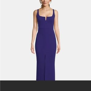 Betsy & Adam Petite Slit-Front Gown Royal Size 6P